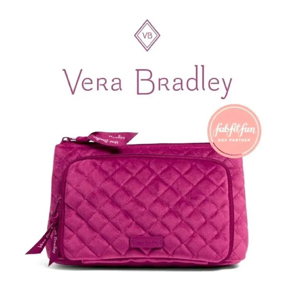 Vera Bradley Majestic Magenta Quilted Velvet Compact Organizer Makeup Bag NEW